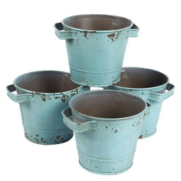 Charmed Colored Mini Metal Buckets - 3-Pack Colorful Tin Pails with Handles, Small-Sized for The Beach, Party Favors, Easter, Candy, or Garden; 5.25 inchx3.75