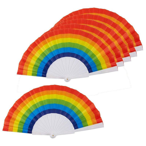 Juvale Rainbow Folding Fans for Gay Pride Parades (9 Inches, 6 Pack)