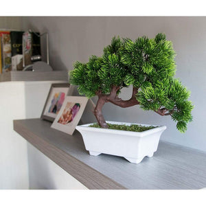 Artificial Bonsai Tree - Fake Plant Decoration, Potted Artificial House Plants, Japanese Pine Bonsai Plant, for Decoration, Desktop Display, Zen Garden Décor - 10.3 x 5 x 9.4 Inches