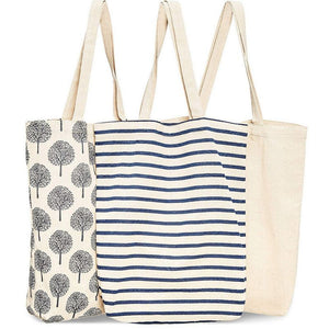 Juvale 3-Pack Reusable Cotton Grocery Shopping Tote Bags, 3 Designs, 15 x 16.5 x 3.5 Inches