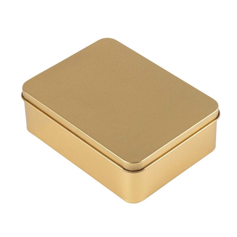 6-Pack Gold Metal Cookie Tins with Lids - Small Rectangular Tin