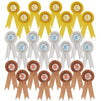 24-Pack Award Ribbons - Participation Decorations, Rosette Ribbons, 1st, 2nd, and 3rd Place Recognition Awards for Spelling Bees, Science Fairs, Talent Shows, Gold, Silver, Bronze