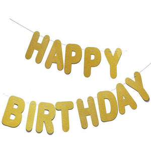 Happy Birthday String Banner, Party Supplies (Gold, 10.25 In x 10.5 ft)