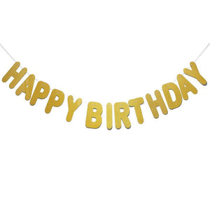 Happy Birthday String Banner, Party Supplies (Gold, 10.25 In x 10.5 ft)