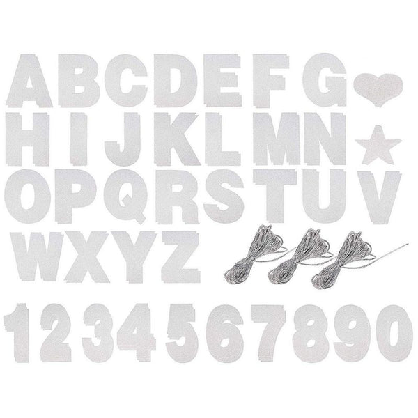 Custom Banner Kit - 125-Piece Customizable Banner Letters, Numbers, and Symbols, Silver Glitter DIY Letter Banner, Make Your Own Banner for Birthdays and Weddings, Party Decoration Supplies