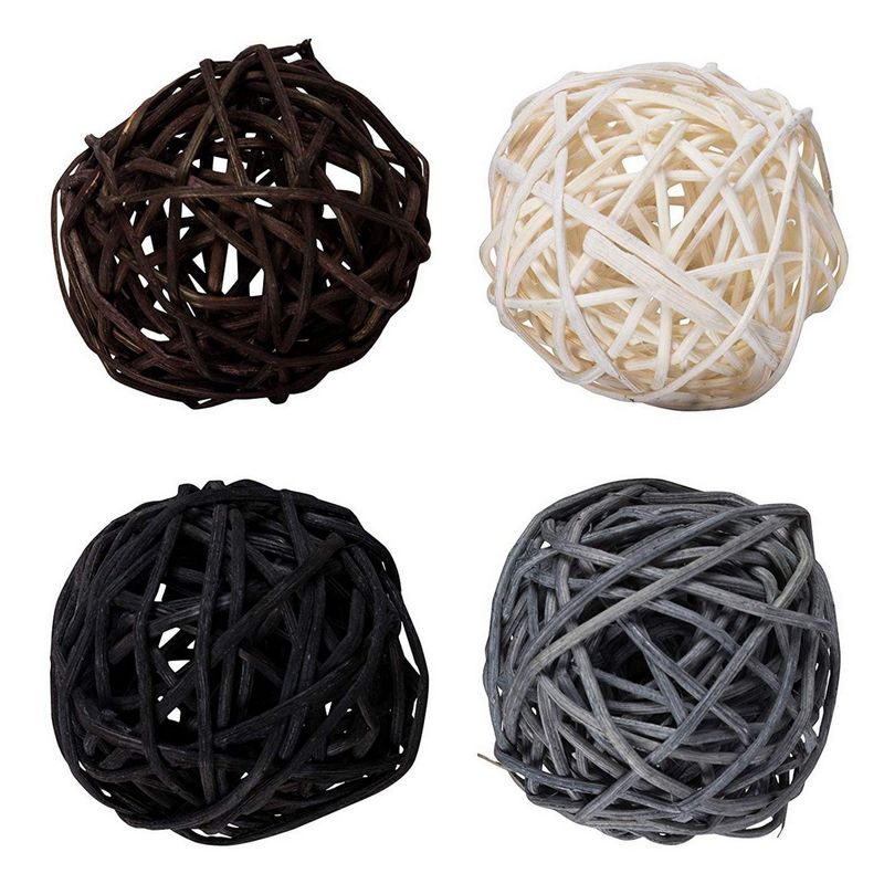 Whicker Rattan Balls, Decorative Orbs Vase Filler for Home Decor (2 in, 4 Colors)