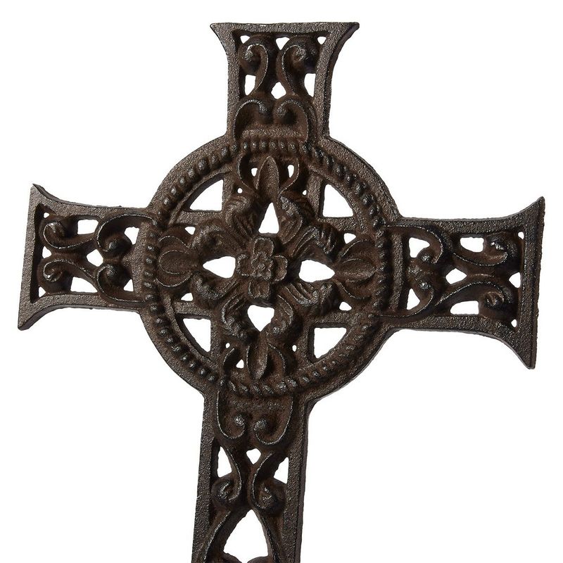 Juvale Wrought Iron Cross Decoration - Rustic Celtic Cross, Metal Cross for Christian and Religious Art Lovers, Dark Bronze, 11.5 x 7.7 x 0.5 Inches