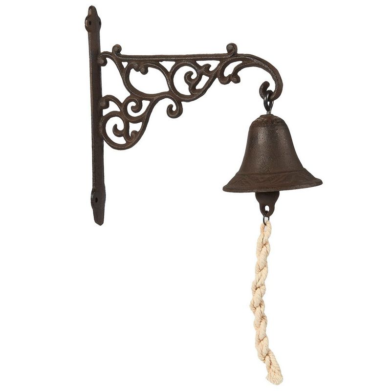 Juvale Wall Mounted Rustic Cast Iron Door Bell Chime, Brown