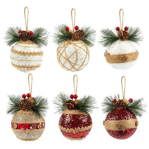 Juvale 6-Pack of Christmas Tree Decorations - Small Christmas Decoration Rustic Ornaments, Festive Embellishments - 2.9 x 5.4 x 2.9 Inches