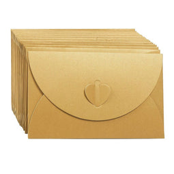 Gift Envelopes - 24 Pack Colorful Craft Photo Envelopes with Heart Clasps - Includes White Postcard Inside, Paper, Golden, 6.8 x 4.3 Inches
