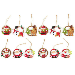 Juvale 12-Pack of Christmas Tree Decorations - Miniature Christmas Decoration Ornaments, Festive Embellishments in 6 Assorted Designs