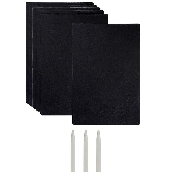 6 Pieces Slate Cheese Boards, Stone Plates for Charcuterie & Meat (12x8x0.25 in)