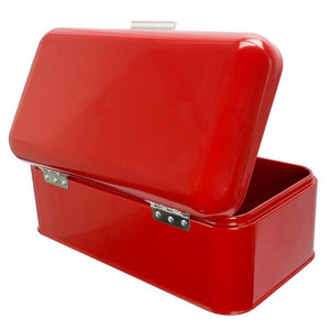 Vintage Stainless Steel Bread Box (Red, 16.75 x 9 x 6.5 In)