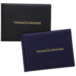 Juvale 2-Pack Coin Collection Holder Album Book for Collectors - Dark Blue and Black, Holds 240 and 180 Coins