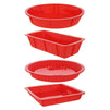 4 Piece Nonstick Silicone Bakeware Set Baking Shaping Kits with Round, Square and Rectangular Cake Shaping Kit Pan, Red