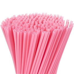 Juvale 300-Pack Plastic Pink Disposable Party Drinking Straws for Baby Showers & Birthdays, Extra Long Size, 10 Inches