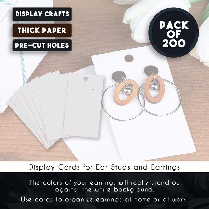 Juvale Earring Cards - 200-Pack Earring Card Holder, Earring Display Cards for Ear Studs, Earrings, Kraft Color, 3.5 x 2 Inches
