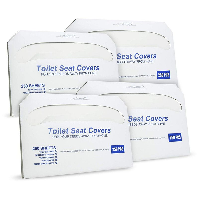 Disposable Toilet Seat Covers, Paper Shield (4 Pack, 1000 Covers Total)
