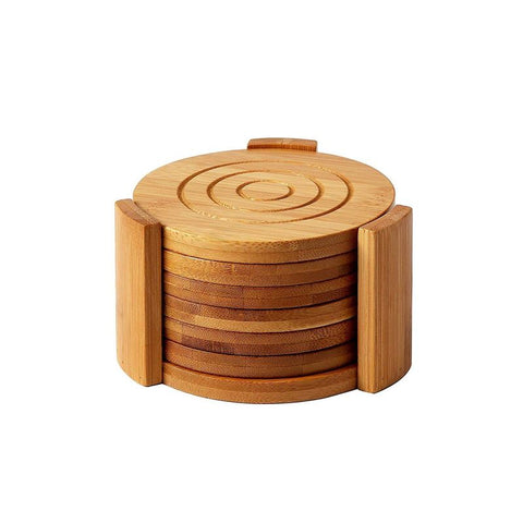 Juvale Set of 12 Round Bamboo Wood Drink Coasters, Round 3.1 inch