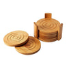 Bamboo Coasters 6-Pack Set Wooden Coasters With Holder - Round Cup Coasters for Cold Drinks and Hot Beverage, Contemporary Design - Tan, 4.3 Inches