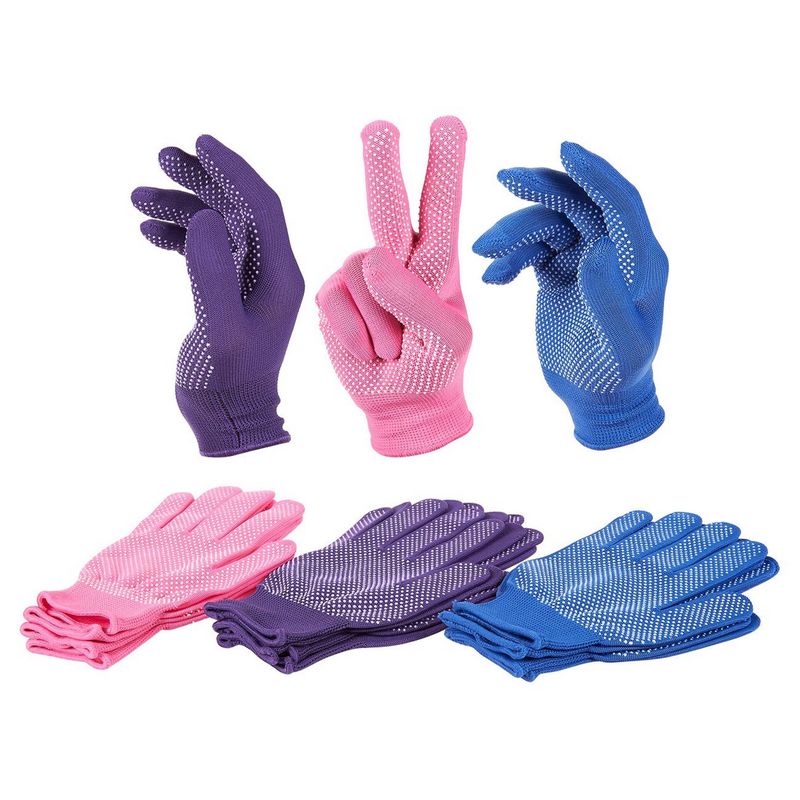 Women's Polyester Work Gloves, Garden Gloves (3 Colors, 6 Pairs)