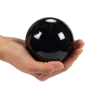Juvale Black Obsidian Crystal Ball with Wooden Stand (3.1 x 3.1 x 4.5 inches)
