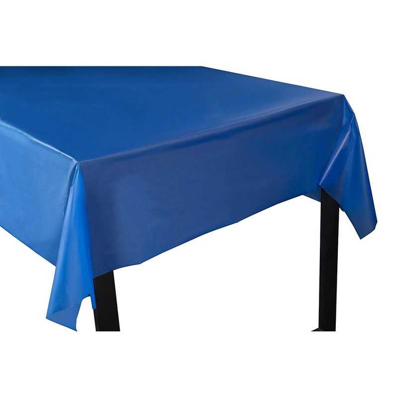 Juvale Royal Blue Plastic Tablecloth - 3-Pack 54 x 108-Inch Rectangle Disposable Graduation Table Cover, Fits up to 8-Foot Tables, Grad Party Decoration Supplies, 4.5 x 9 Feet