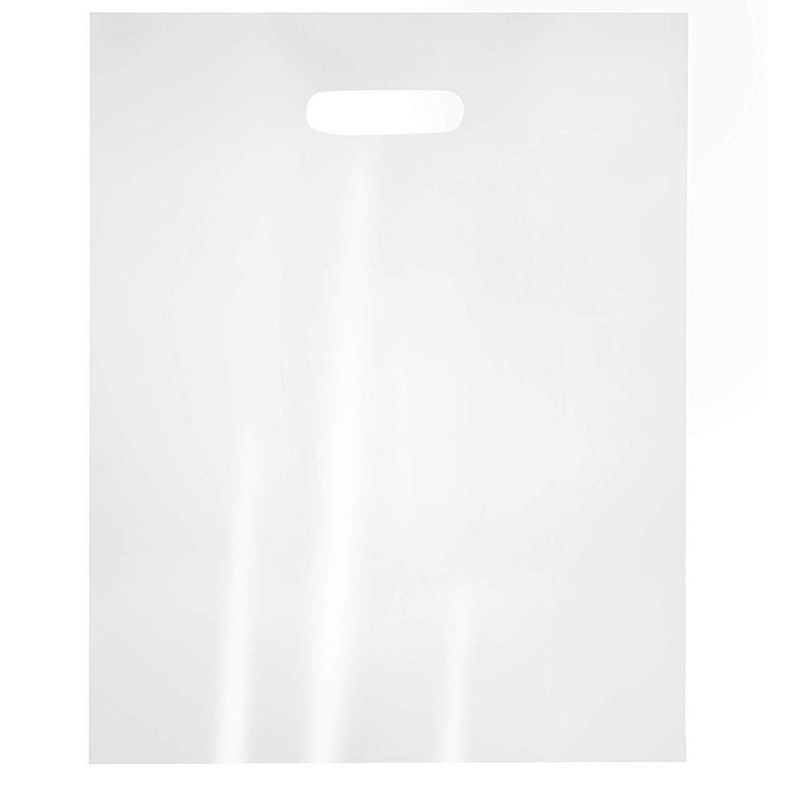 100-Pack Clear 12 x 15 Merchandise Bags with Die Cut Handles, 1-Mil Thick Recyclable LDPE, No Gusset, Bulk Retail Shopping Bags, 12 x 15 Inches