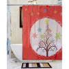 Christmas Shower Curtain with Hooks, Holiday Themed Bathroom Decor (71x71 In)