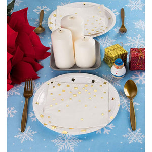 Juvale Christmas Tablecloth - 2-Pack Rectangle Table Cloth, Festive Holiday Party Decoration Supplies, White Snowflakes Design Scalloped Table Cover, Light Blue Color, 84 x 54 Inches