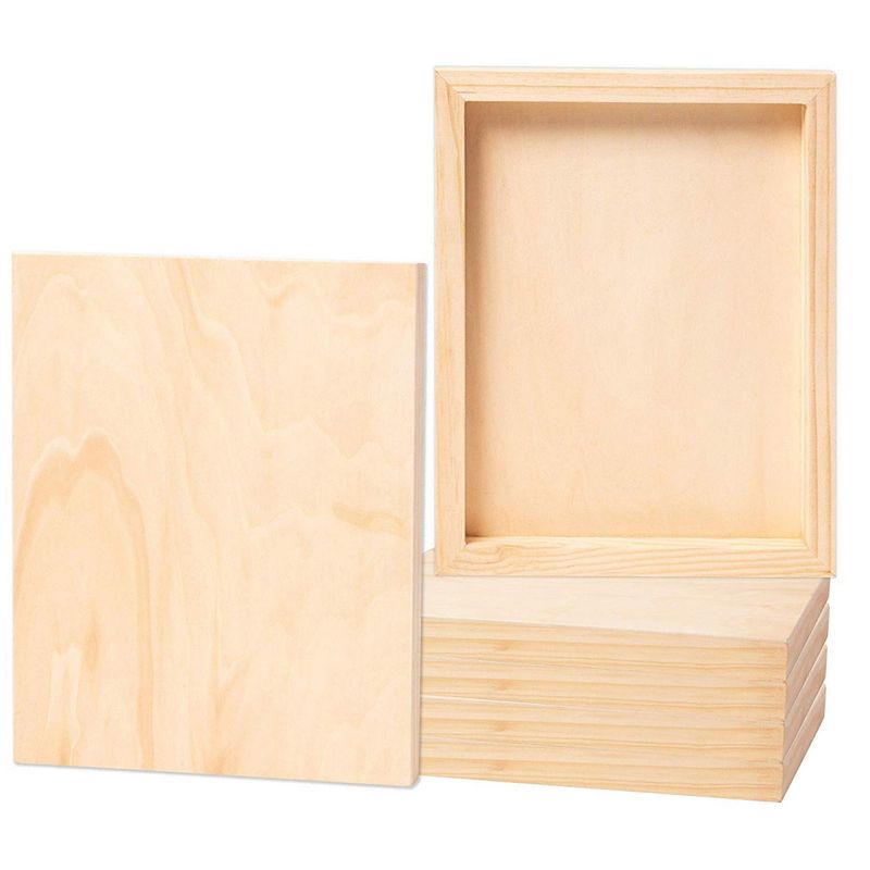 6 Pack of Unfinished Wood Canvas Boards for Painting, 8x10 Inch