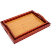 2 Pack Serving Tray - Food Tray Set - Wood Serving Tray with Handles - Food Serving Tray, Red Brown, 16 x 2 x 12 Inches