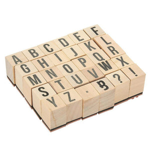 Alphabet Rubber Stamps, Letters and Symbols Set for Cards, DIY Crafts (30 Piece)