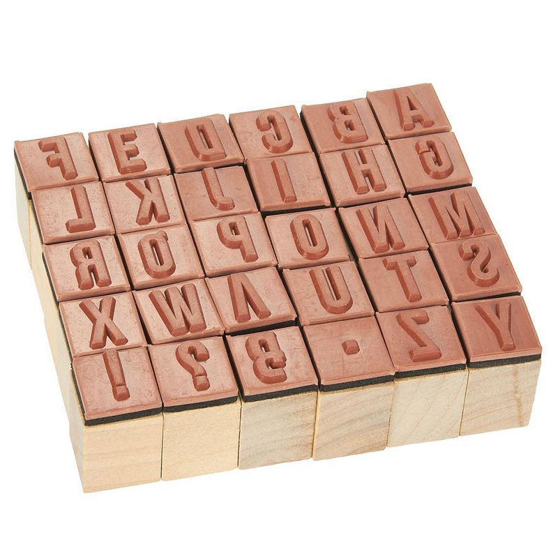 Alphabet Rubber Stamps, Letters and Symbols Set for Cards, DIY Crafts (30 Piece)