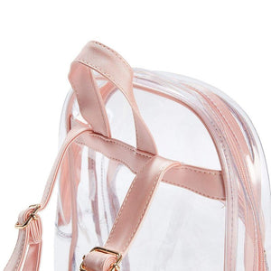 Juvale Clear Mini Backpack for Girls, Women | School, Sporting Events, Stadium Approved | (Rose Gold, Small)