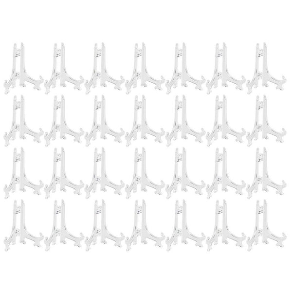 Juvale Clear Mini Easel Stands for Desktop or Tabletop (3 Inches, 24-Pack)