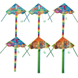 Juvale Kite Easy Flyer, Pinata Fillers (3 Designs, 36 x 19.5 in, 6-Pack)
