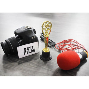 Mini Trophies for Film Party and Teachers, Gold Plastic Awards (12 Pack)
