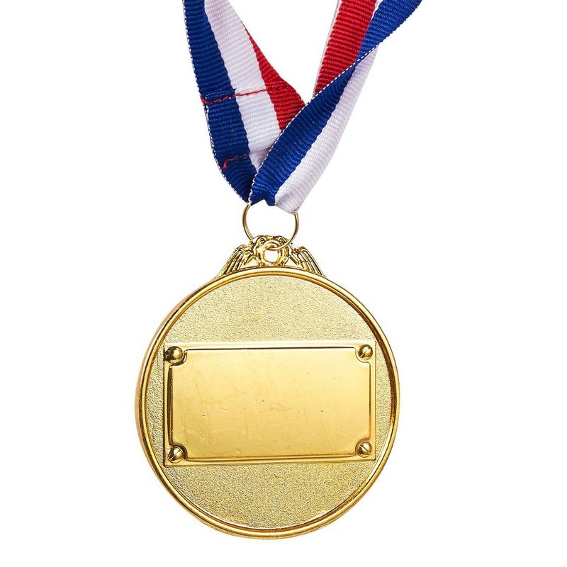 Juvale Paquete de 12 medallas de premio de fútbol para niños y adultos,  trofeos de participación en equipo con cinta de rayas rojas, blancas y  azules