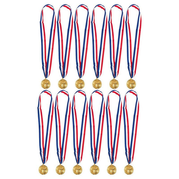 Award Medals with Ribbons for Kid’s Sports Soccer Games (Gold, 12 Pack)