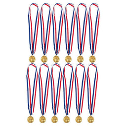 Award Medals with Ribbons for Kid’s Sports Soccer Games (Gold, 12 Pack)
