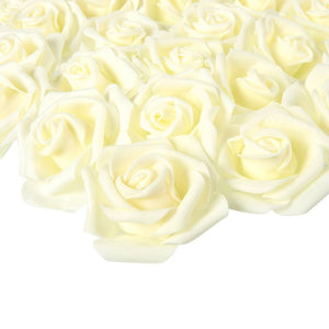 Stemless Rose Flower Heads for Weddings, Valentine's Décor, DIY (3 in, Ivory, 100 Pack)