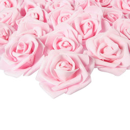 Artificial Stemless Rose Flower Heads for Weddings, Decor, DIY (3 in, Light Pink, 100 Pack)