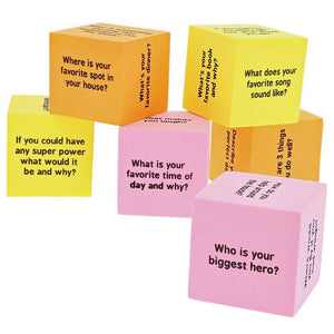 Juvale Conversation Starters Cubes, Kids Educational Activities (3 Colors, 1.5 in, 6-Pack)
