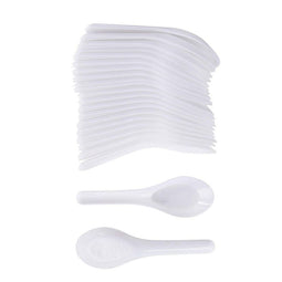 200-Pack Asian Soup Spoons - Disposable Plastic Chinese Soup Spoons, for Appetizer, Ramen, Pho, White, 4.5 x 1.2 Inches
