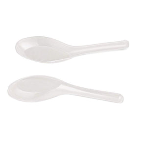 200-Pack Chinese Soup Spoons - Disposable Plastic Asian Soup Spoons, for Appetizer, Ramen, Pho, Clear, 4.5 x 1.2 Inches