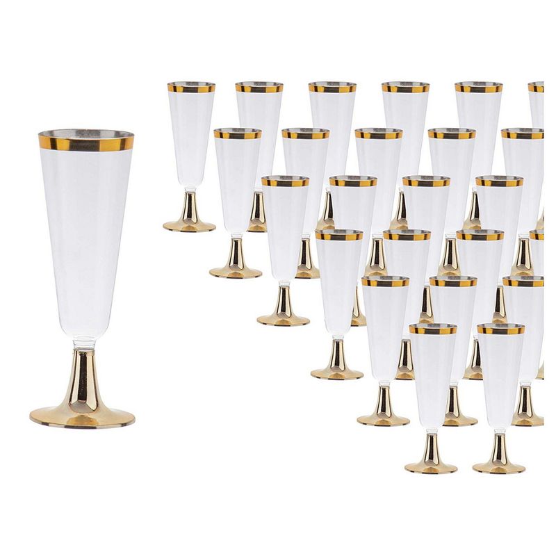 Champagne Flutes with Gold Rim (5 oz, 50 Pack)
