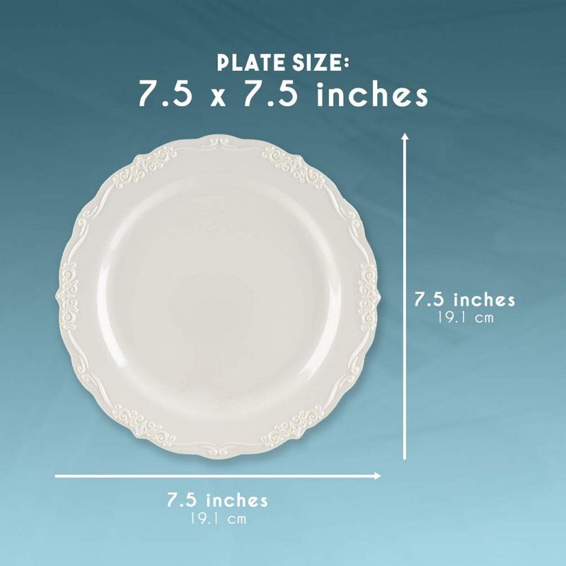 6.3 Disposable Fancy Beige Plastic Dessert Plates Edge Collection –  EcoQuality Store