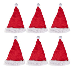 Classic Santa Claus Hats - 6-Pack Christmas Party Hats, Holiday Costume Accessories, Plush Felt Red and White with Pom-Pom Ball, Festive Novelty Accessories for Adults, 11.5 x 14.5 Inches