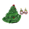 Christmas Party Costume Accessories - 2-Piece Set Christmas Tree Hat and Festive Eyeglasses, Holiday Outfit, Gag Gifts, White Elephant Gifts